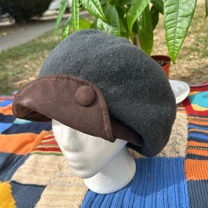 Asian Eye Warm Brown and Gray Fleece Hat